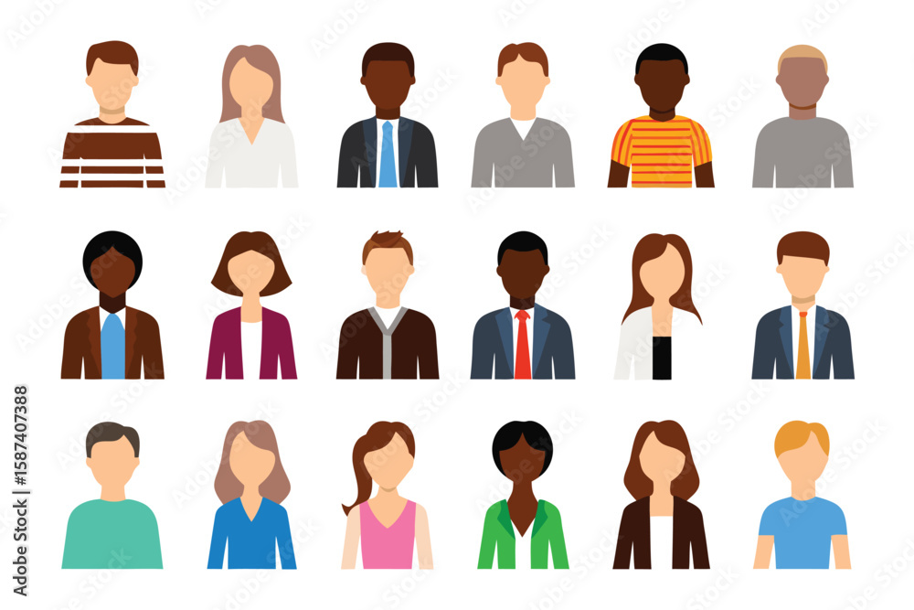 A Community of Diversity: A collection of diverse avatars, representing individuals from various backgrounds, showcasing a range of ethnicities and appearances. A Community of Diversity: A collection of diverse avatars, representing individuals from various backgrounds, showcasing a range of ethnicities and appearances.