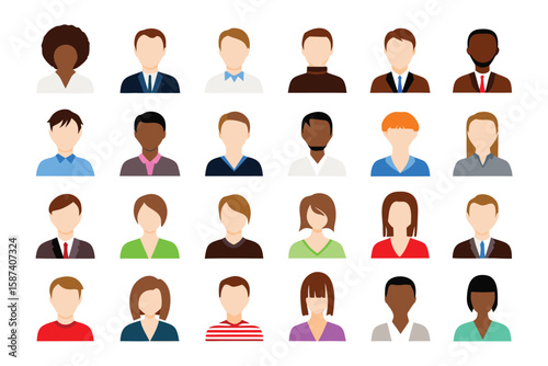 Diverse Avatar Collection: A curated collection of diverse and inclusive avatar icons, ideal for representing various individuals across a multitude of contexts.