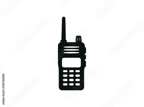 Black silhouette of a walkie talkie radio isolated on transparent background