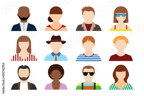 Avatar Collection: A curated set of illustrated profile avatars, each a unique representation of character, perfect for a diverse array of digital and creative applications.