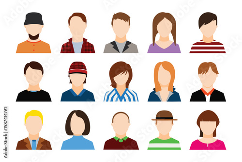 Wallpaper Mural Unidentified people, illustration of diversity: A vibrant illustration showcasing the diversity of people. This collection represents different age, ethnicity, and individuality. Torontodigital.ca