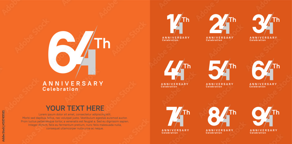 Naklejka premium Anniversary logo set vector design, white color for celebration event