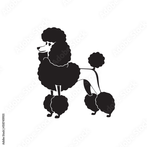 Elegant Poodle Silhouette Clean Vector Art for Pet Lovers and Canine Enthusiasts. Discover minimalist design of purebred dog with sophisticated charm for creative projects.