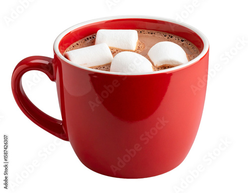 Red mug filled with hot cocoa