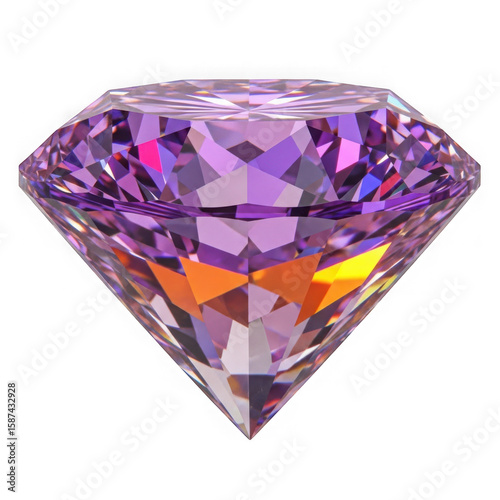 Amethyst diamond gemstone purple jewel isolated on transparent background