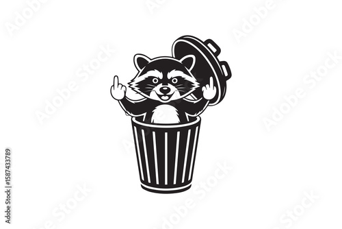 trash raccoon illustration vector