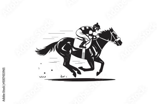 horse racing illustration vector