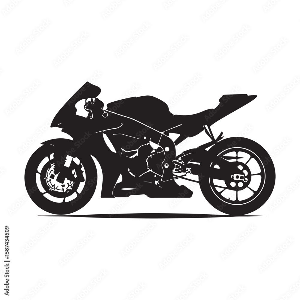 Obraz premium Sport Motorcycle Silhouette Vector Illustration Representing Speed, Power, and Modern Racing Design