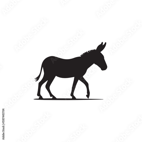 Elegant Donkey Silhouette A Minimalist Animal Illustration for Crafts, Design Projects, and Educational Resources, High-Quality Vector Graphic
