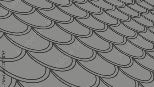 Close up of a gray roof with dark outline shingles creating a repeating pattern across the entire frame