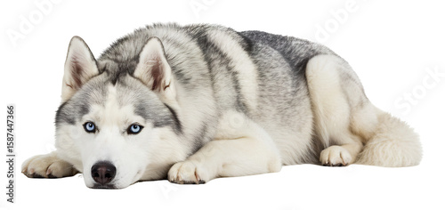 穏やかハスキー犬 白い毛並み 優しい瞳