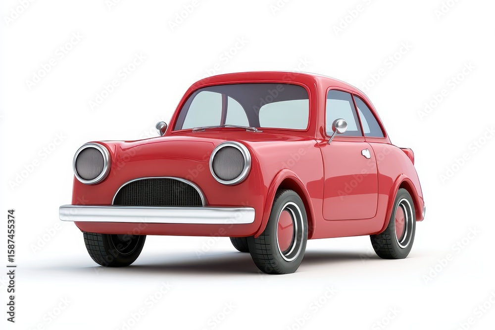 Fototapeta premium Sedan isolated in 3d cartoon character on white background