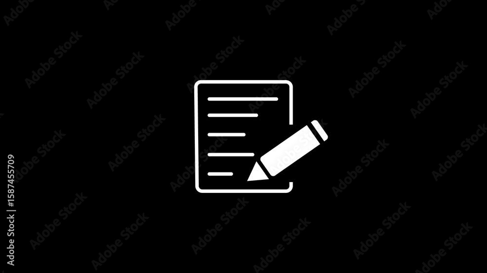 Check list icon, thin line , Documents list icon, Business Documents icon animation. tick mark, done, successful and complete. Documents icon with pen icon animation.