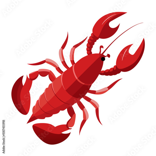 A detailed, red lobster graphic suitable for restaurant menus, seafood promotions, or marine life educational designs and other culinary projects.