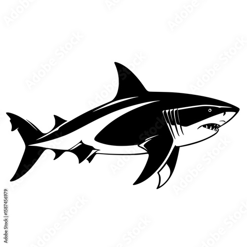 Shark Silhouette Vector Illustration for Logo or Mascot Design