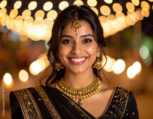Woman in traditional attire, smiling