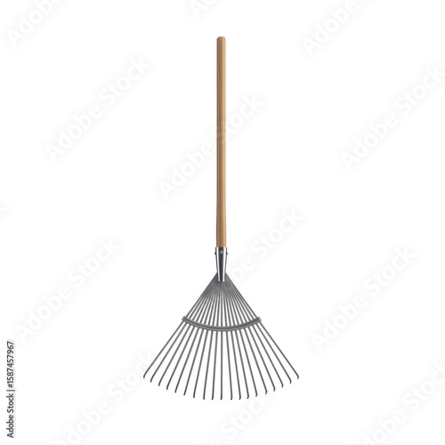 Leaf rake with wooden handle