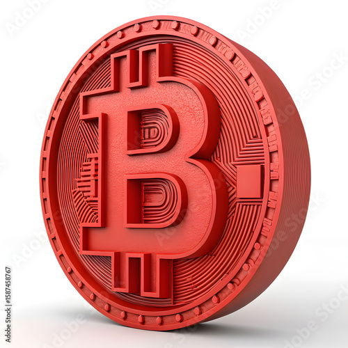 red bitcoin symbol 3d rendering