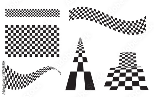 Race flag speed faster concept design illustration template v.6