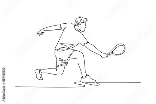 man playing Padel tennis player. padel concept. Single line draw design. Vector graphic illustration