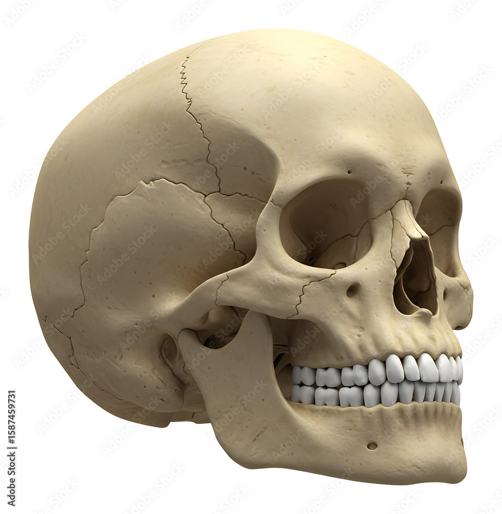 Naklejka premium 精密な頭蓋骨モデル 側面図