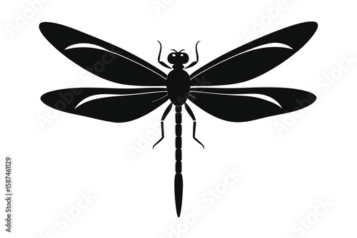 Dragonfly silhouette vector illustration on white background
