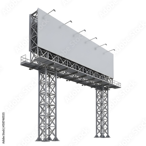 Blank billboard structure against a black background