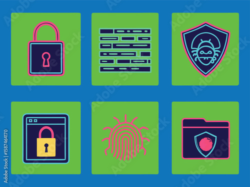 Comprehensive Digital Security and Protection Icons for Website Safety and Data Privacy