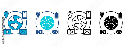 Network Connection Icon Set With Multiple Styles. Vector Illustration