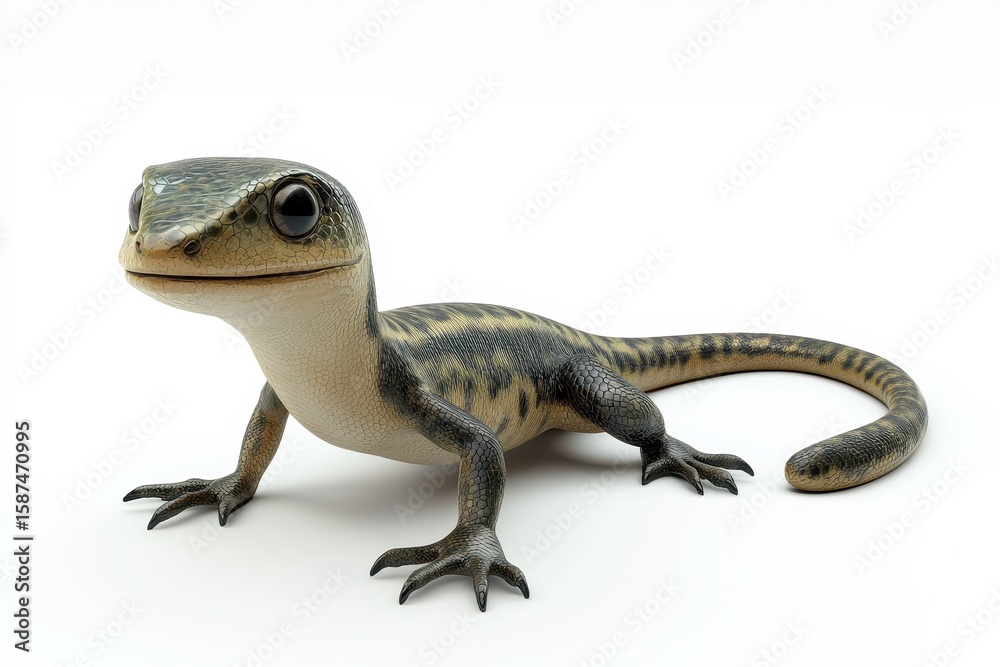 Naklejka premium Skink wagging tail 3d render cartoon character on white background
