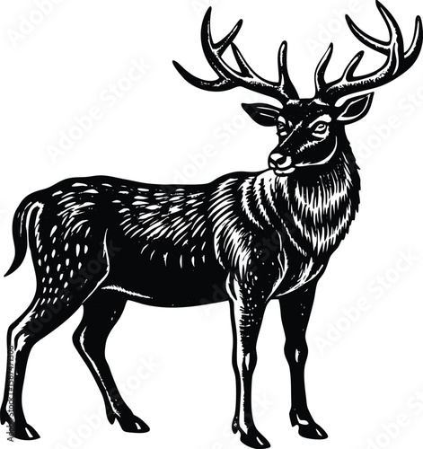 Majestic stag with elaborate antlers and spotted coat deer animal