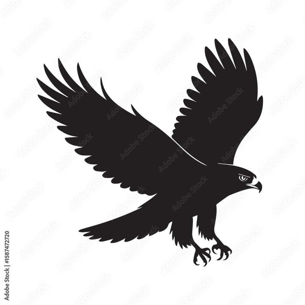 Fototapeta premium Dramatic Eagle Silhouette A Symbol of Freedom and Power, Majestic Bird in Flight with Spreading Wings and Sharp Eyes, a Striking Visual Design