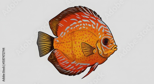 Vibrant Cartoon Discus Fish Illustration