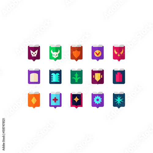 different cursed book icons set 