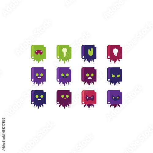  different cursed book icons set 