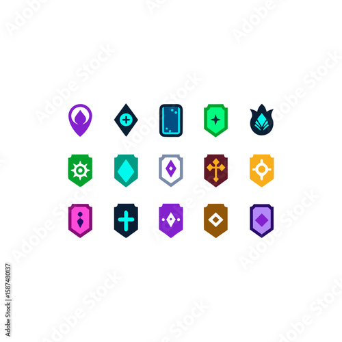  different floating grimoire icons set 