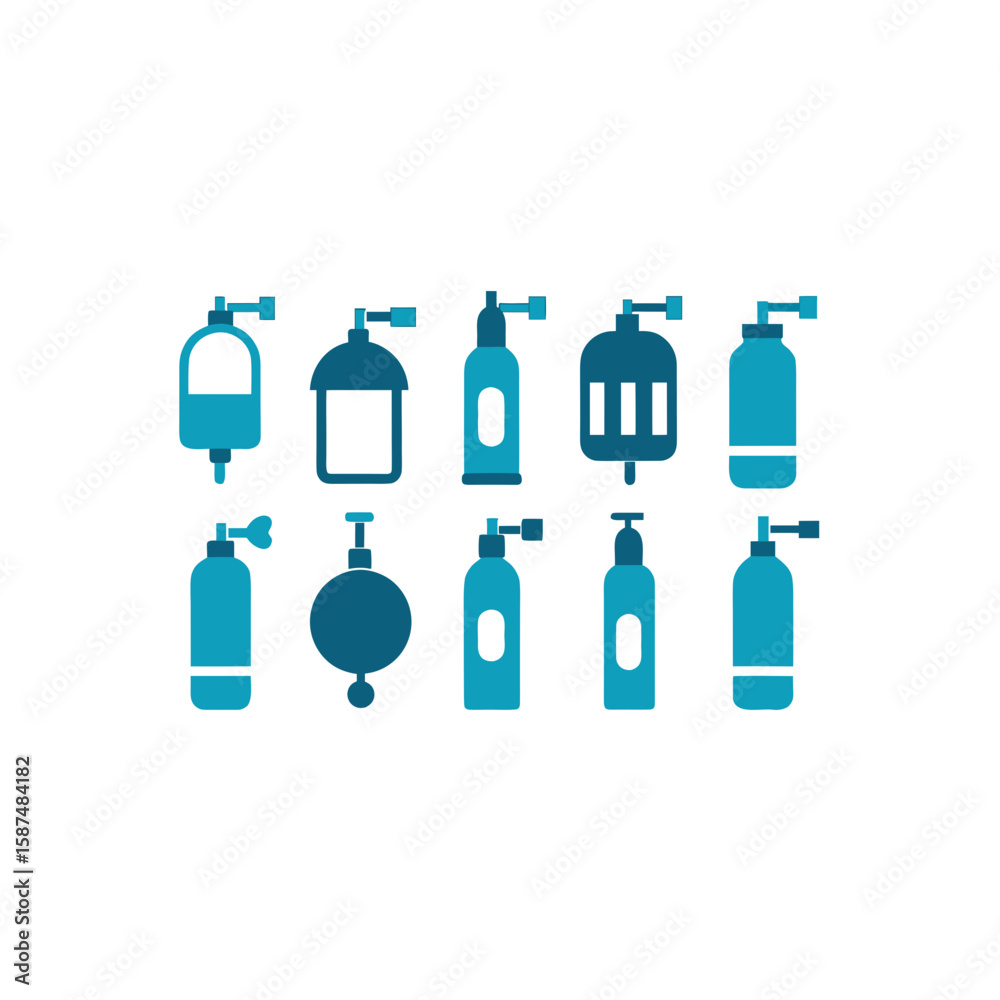 Fototapeta premium different oxygen tank diving icons set
