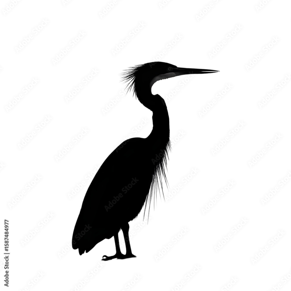 Fototapeta premium Anhinga black silhouette isolated on a transparent background