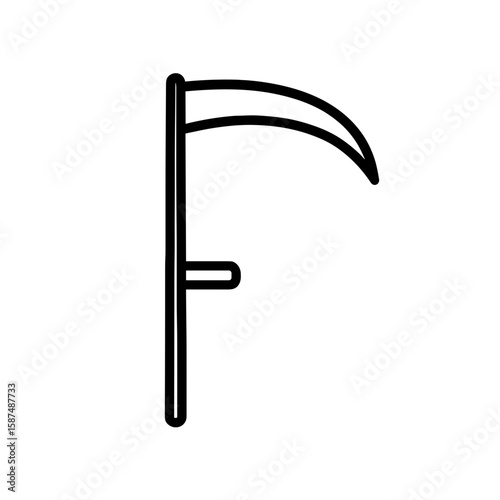 Scythe, symbolizing manual harvesting – outline