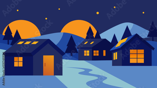 winter landscape with houses