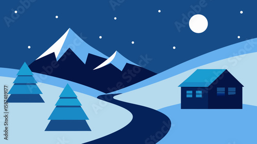 winter landscape with houses
