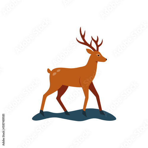 reindeer walking over rocky tundra hand sketch 