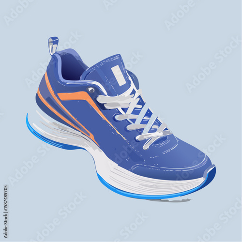 Vector drawing of casual sneakers with visible tread, laces, and padded structure, in detailed linework on white.