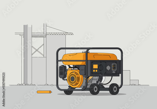 Portable Generator Illustration Power Supply Equipment for Construction and Home Use