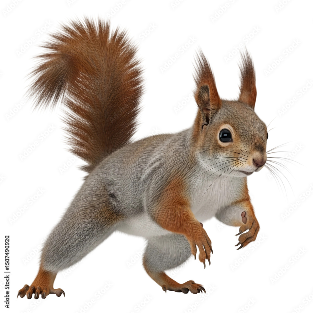 Obraz premium Squirrel Isolated on Transparent Background – Realistic Animal Cutout for Design Use