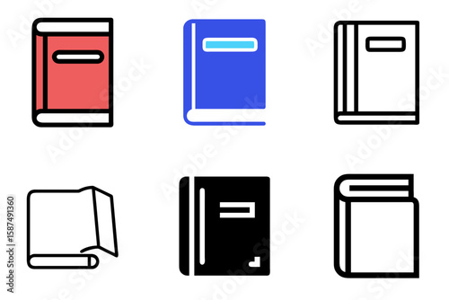 Unopened book symbol icon set representing wisdom, stories, and academic resources


