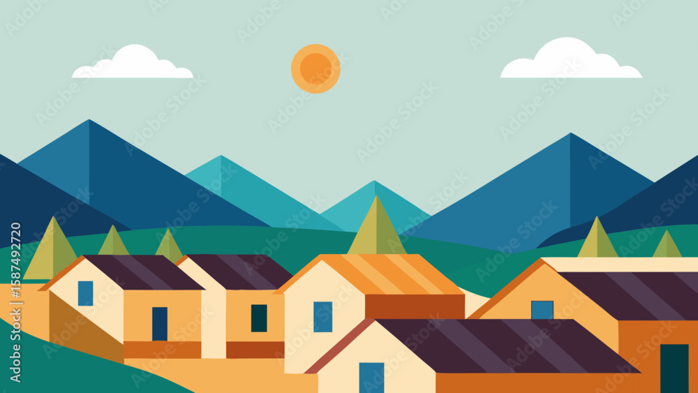 Fototapeta premium winter landscape with houses