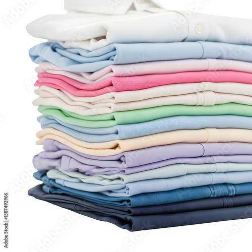 Stacked pastel colored clothing apparel goods