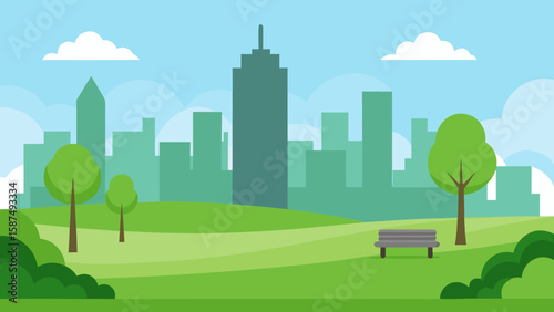 city landscape with trees