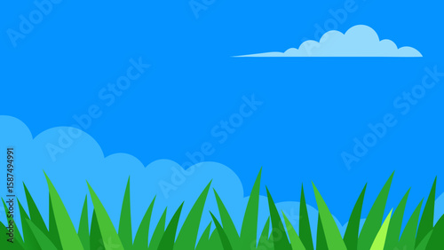 green grass and blue sky